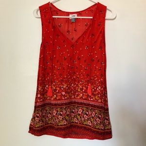 Floral Boho Sleeveless Top w Tassles from Old Navy